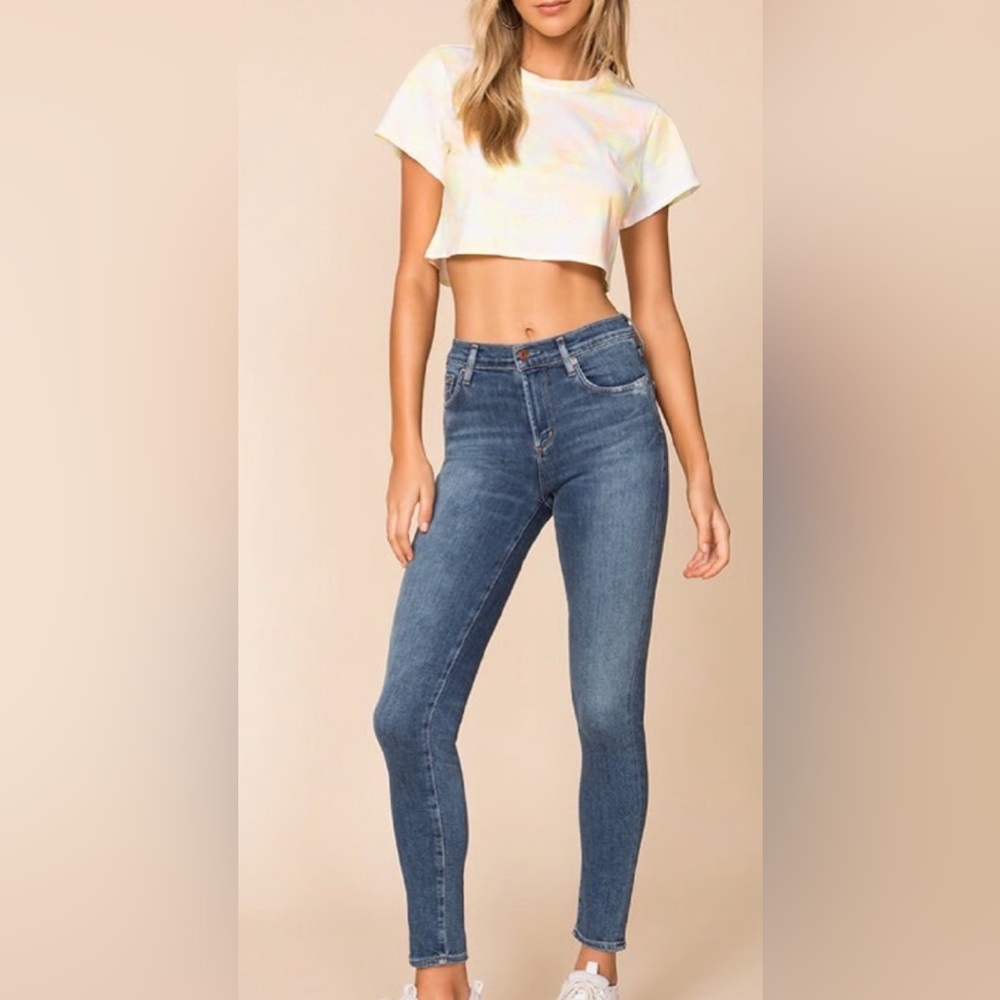 Agolde Sophie Mid-Rise Skinny Ankle Crop Medium Wash Jeans - Size 27